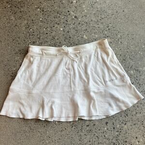 Bebe Women's M Skirt White Drawstring Mini Skirt Y2K Cotton